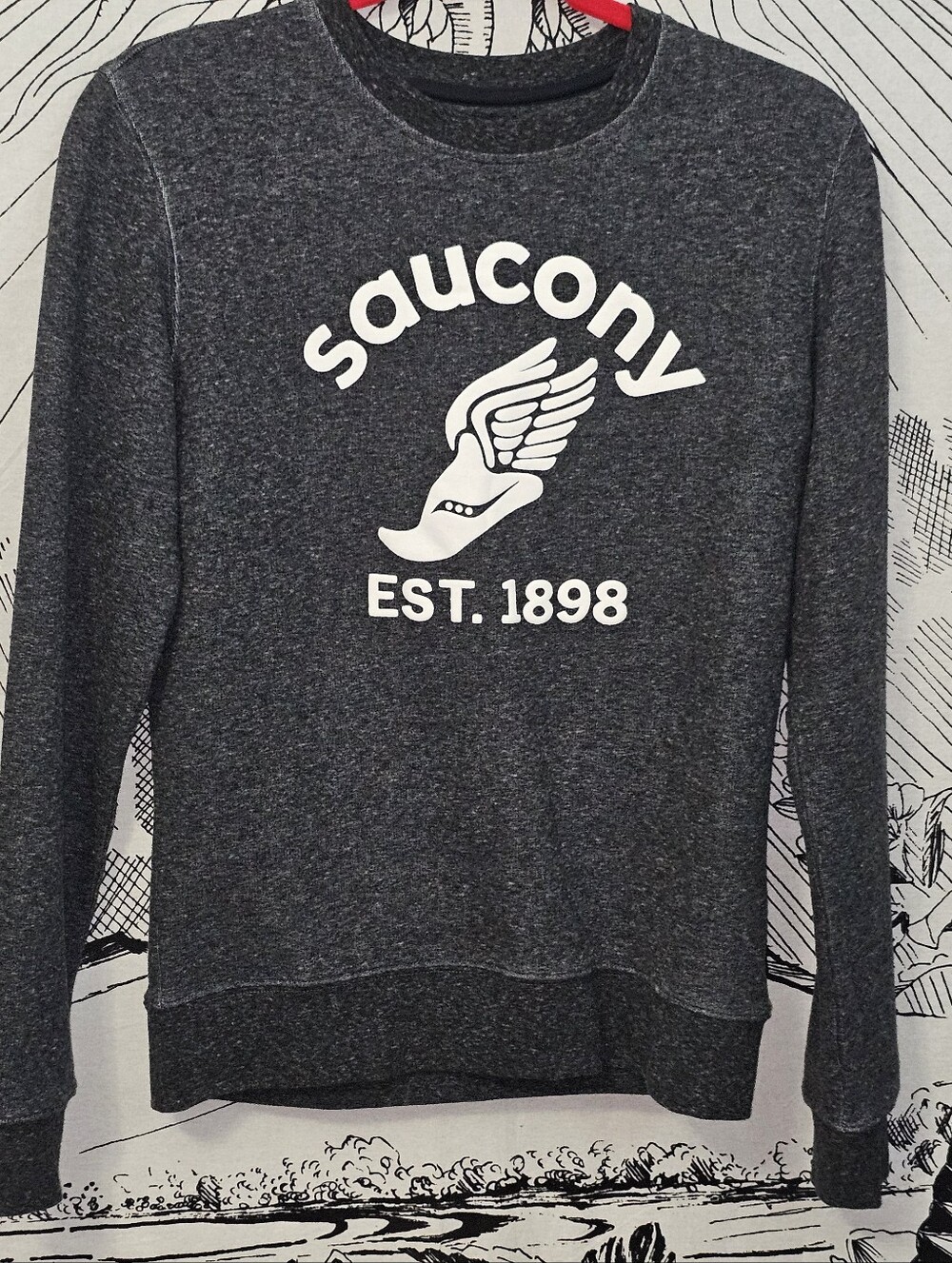 Saucony Dark Gray Crewneck Sweatshirt with White Logo XXS